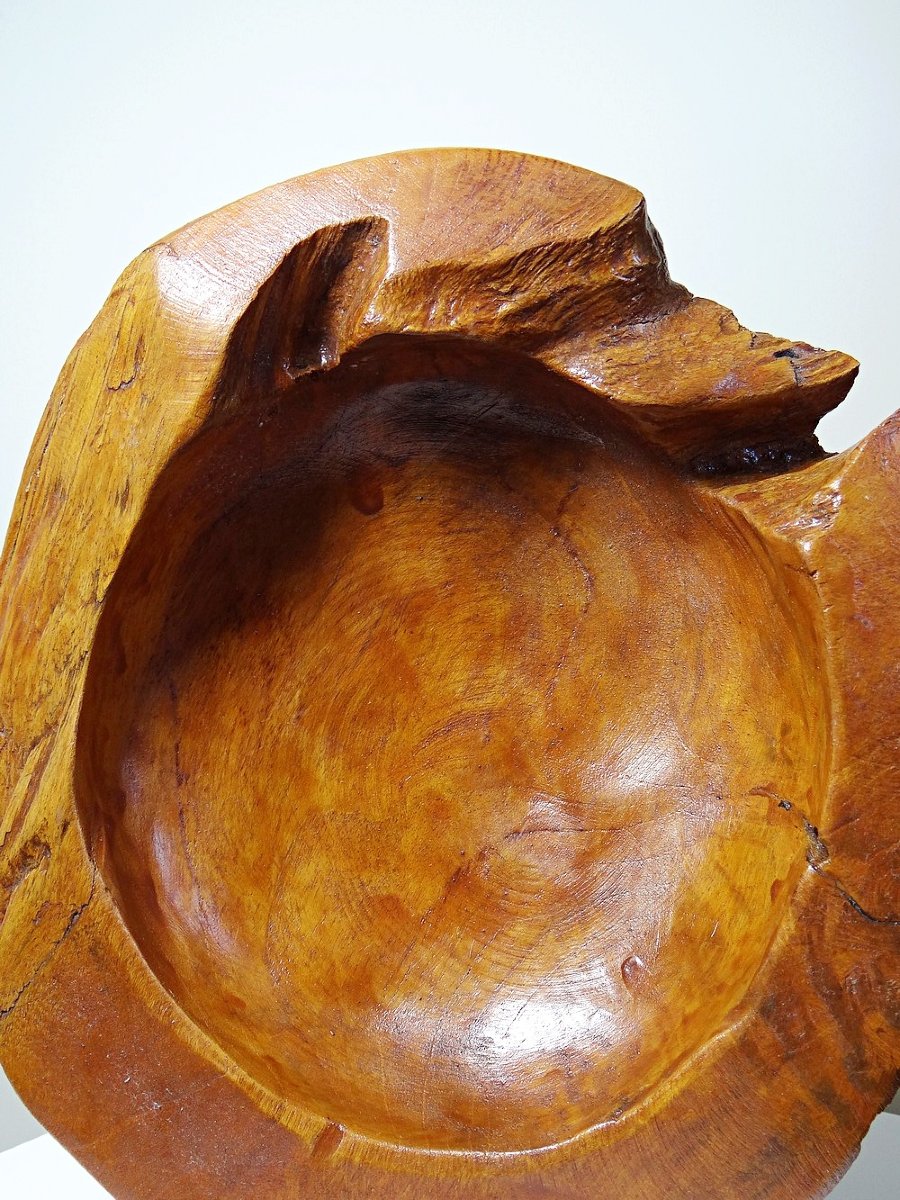 Large Vintage Nut Bowl Or Empty Pocket In Teak Wood, Italy, 1960s-70s-photo-4