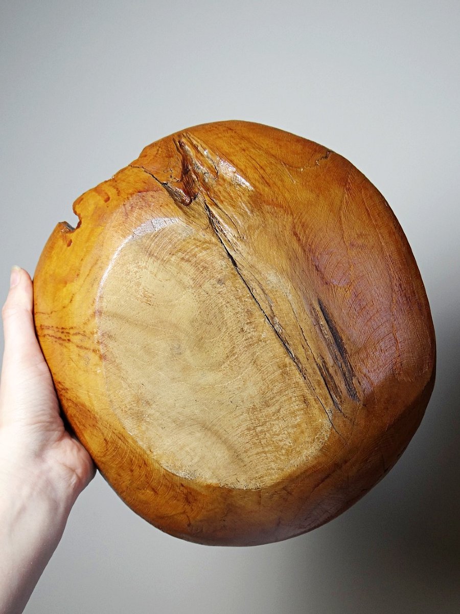 Large Vintage Nut Bowl Or Empty Pocket In Teak Wood, Italy, 1960s-70s-photo-6