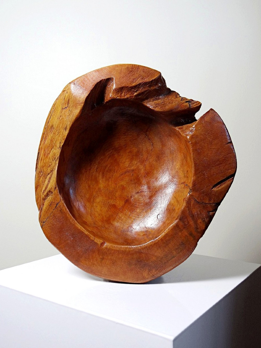 Large Vintage Nut Bowl Or Empty Pocket In Teak Wood, Italy, 1960s-70s