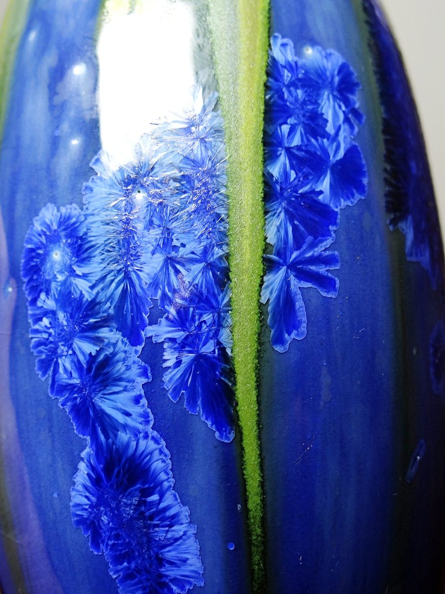 Small Antique Enamelled Stoneware Vase 1900-1910 Attributed To Méténier Crystalline Enamels-photo-4