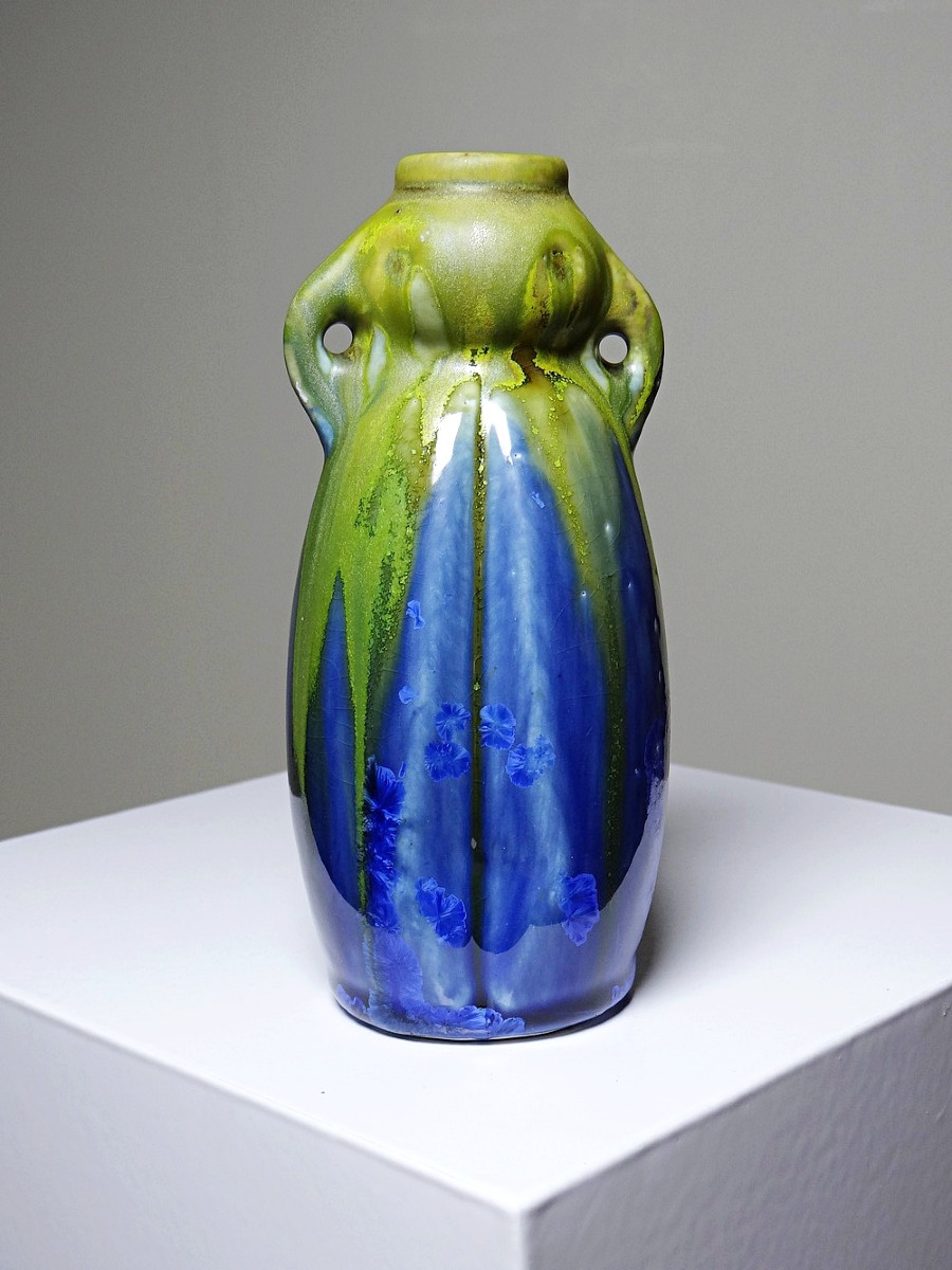 Small Antique Enamelled Stoneware Vase 1900-1910 Attributed To Méténier Crystalline Enamels