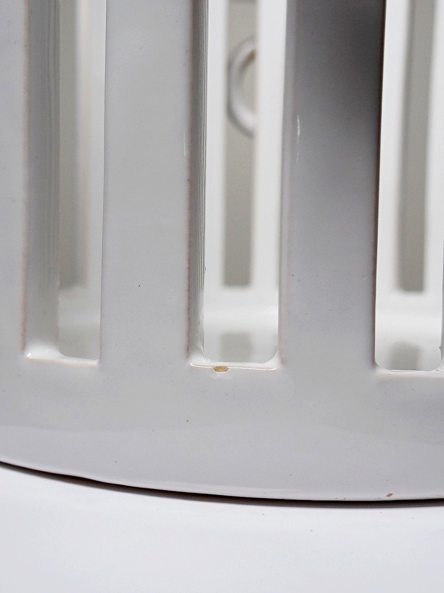 Malicorne Bourg-joly Emile Tessier Openwork White Earthenware Planter, 1960-photo-2