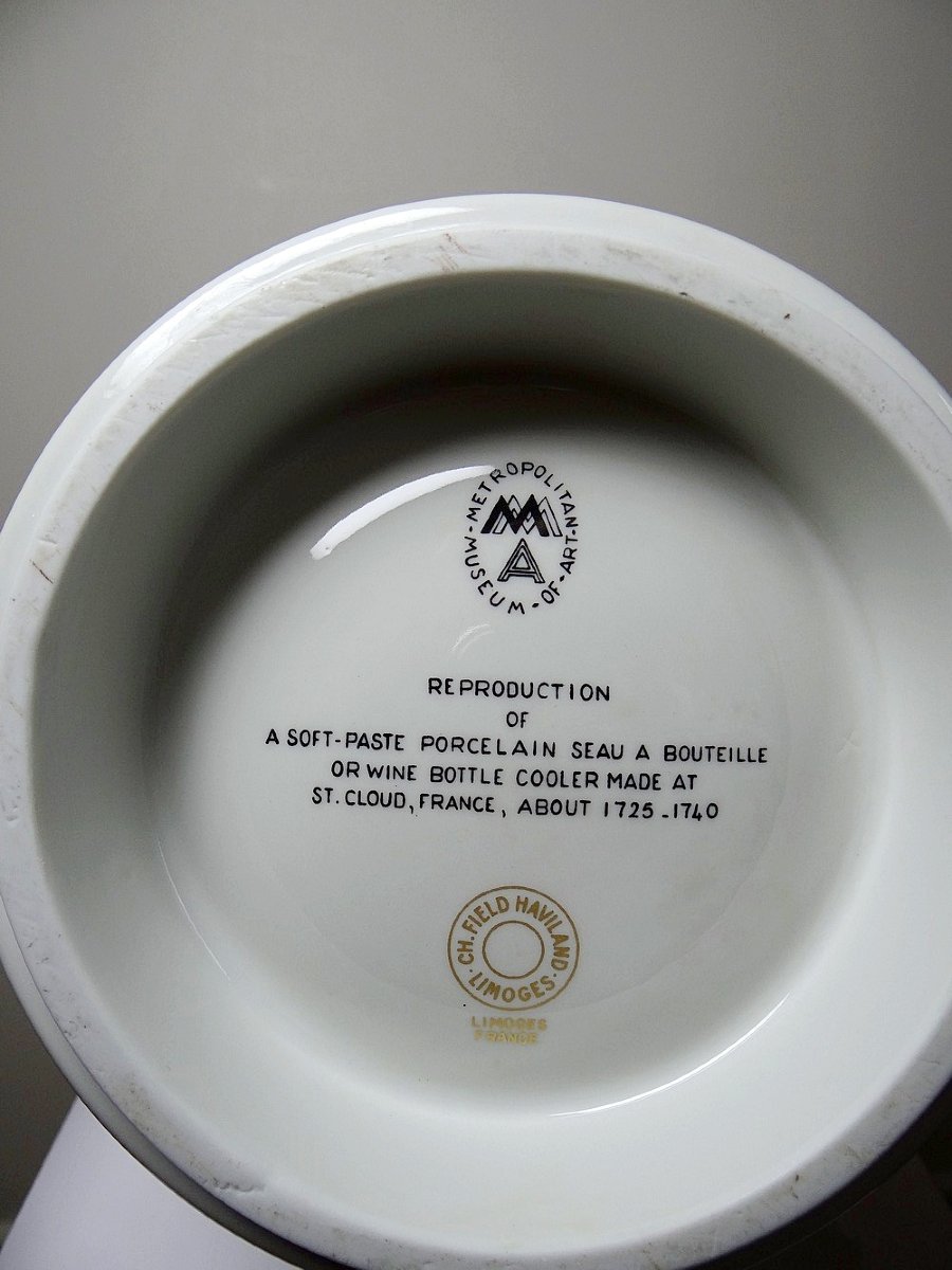 Gros cache pot/seau à champagne porcelaine Haviland Limoges repro St Cloud-photo-7