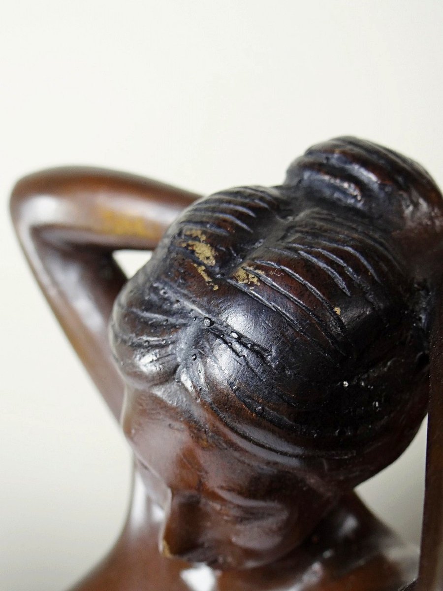 Grande statuette femme nue, Vénus en bronze vintage-photo-7