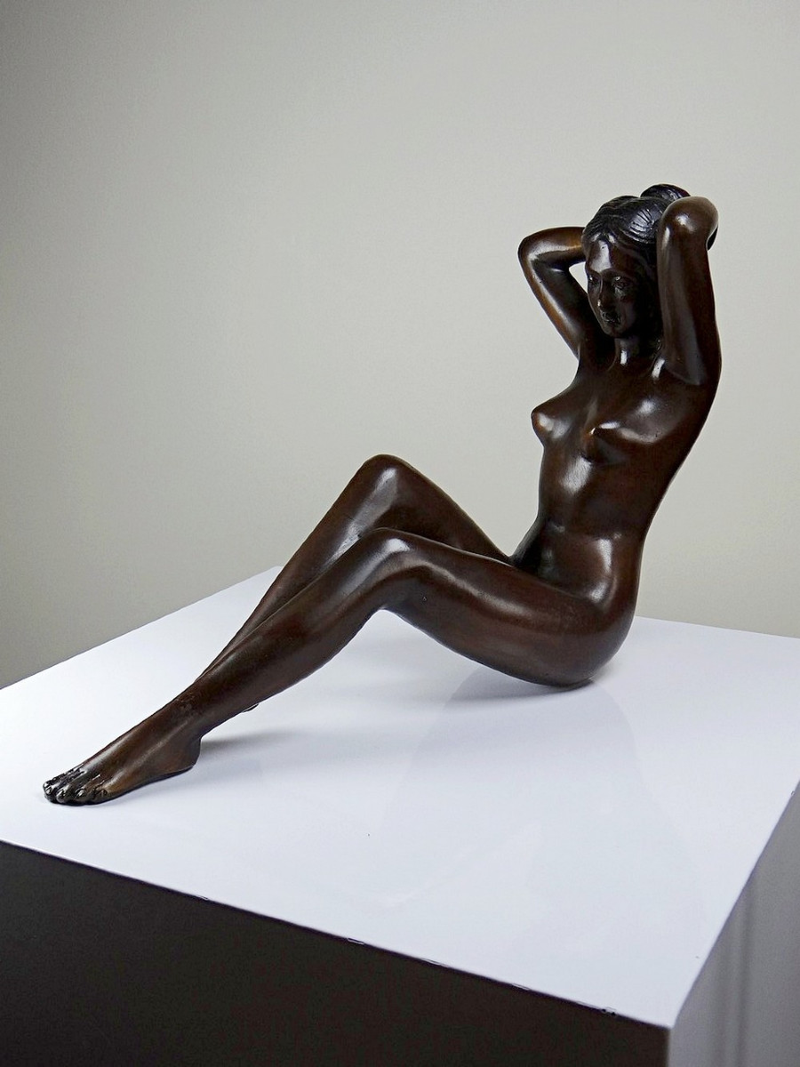 Grande statuette femme nue, Vénus en bronze vintage