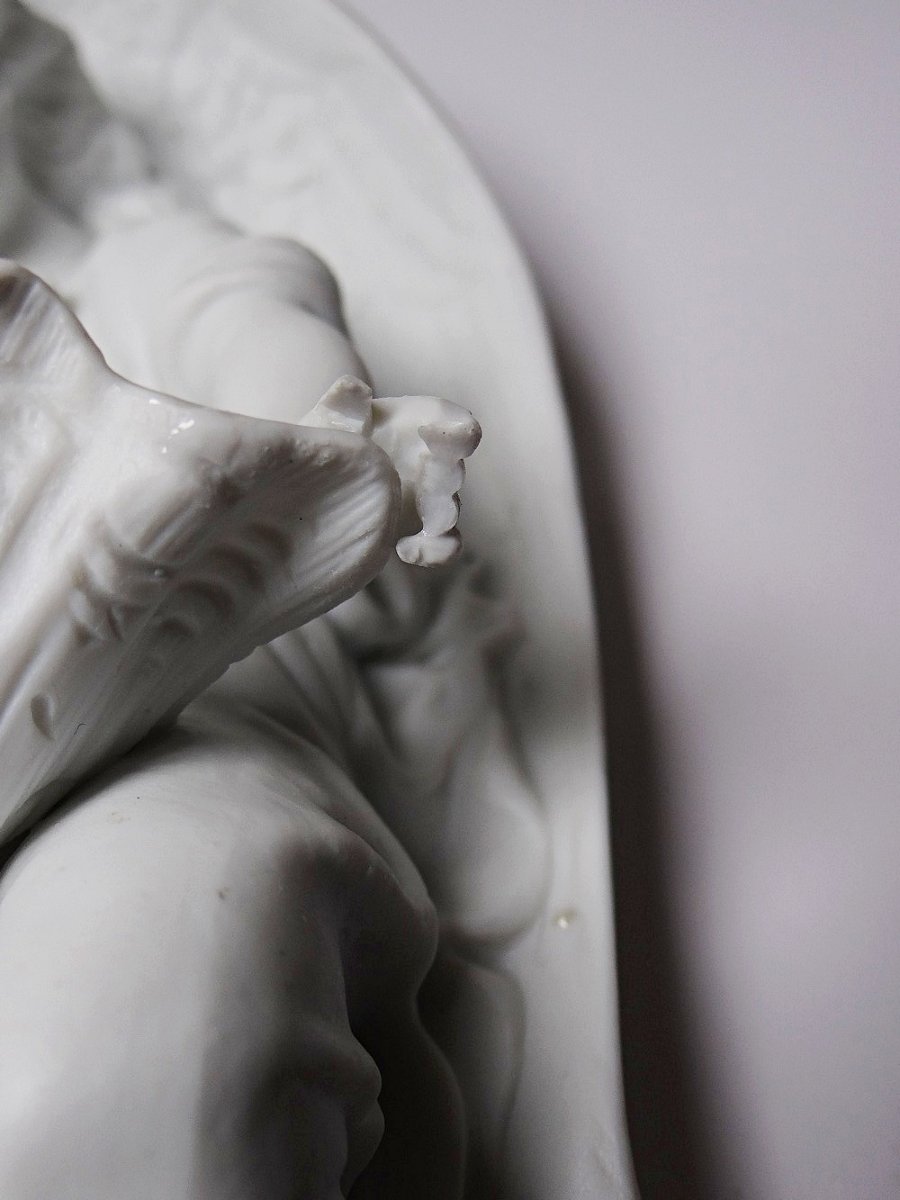 Fine Bisque Porcelain Holy Water Font With Two Angels, Antique, 1900-1930, Germany-photo-2