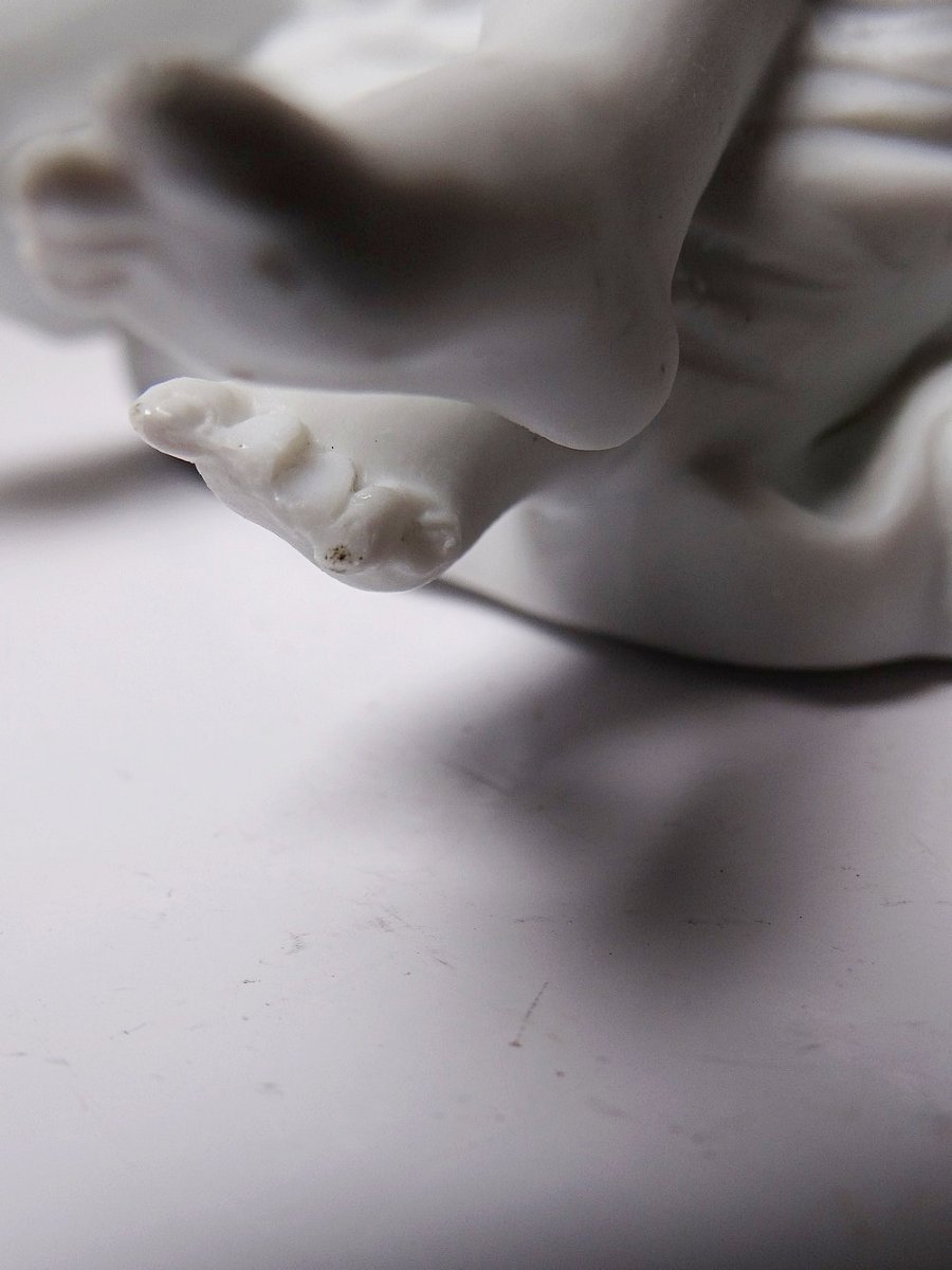 Fine Bisque Porcelain Holy Water Font With Two Angels, Antique, 1900-1930, Germany-photo-6