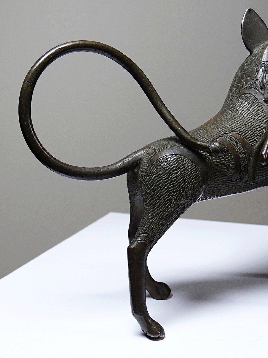 Sujet, lion, hyène, bête en Bronze du Bénin Dahomey Cotonou vintage/ancien-photo-2