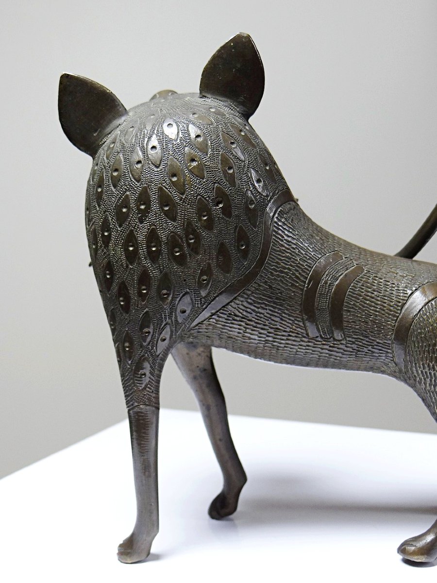 Sujet, lion, hyène, bête en Bronze du Bénin Dahomey Cotonou vintage/ancien-photo-3