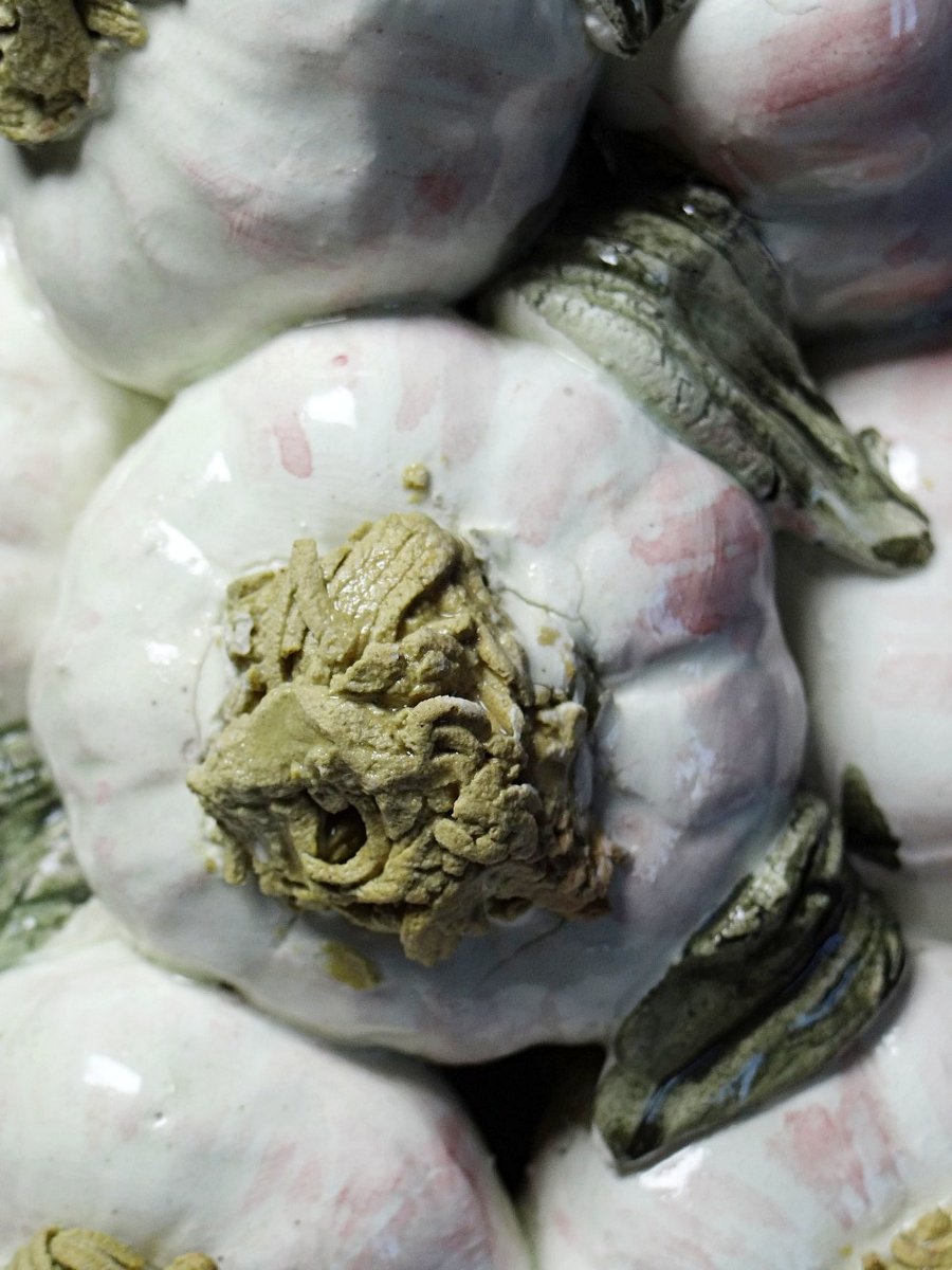 Vintage Trompe-l'oeil Pyramid Of Garlic In Glazed Ceramic, Manises, Spain, 1960-1970-photo-6