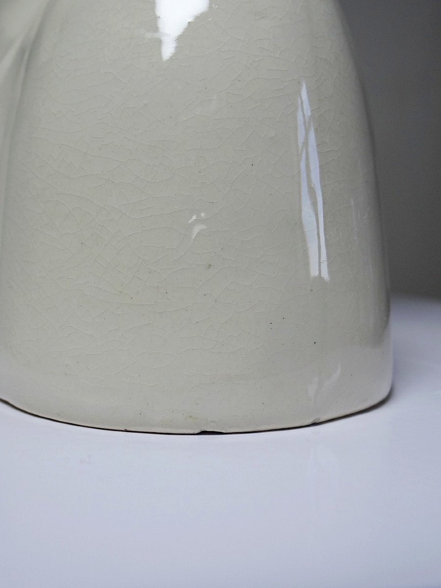 Rare grand buste en faïence de Sarreguemines Art Déco ancien-photo-6