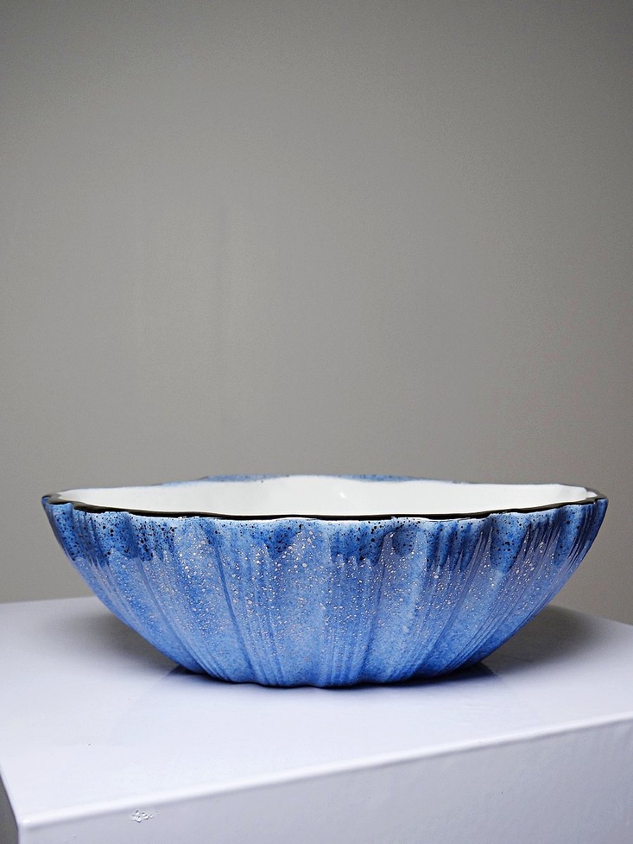 Rare Large Vintage 80s Christian Dior Ceramic Scallop Shell Trinket Tray-photo-1