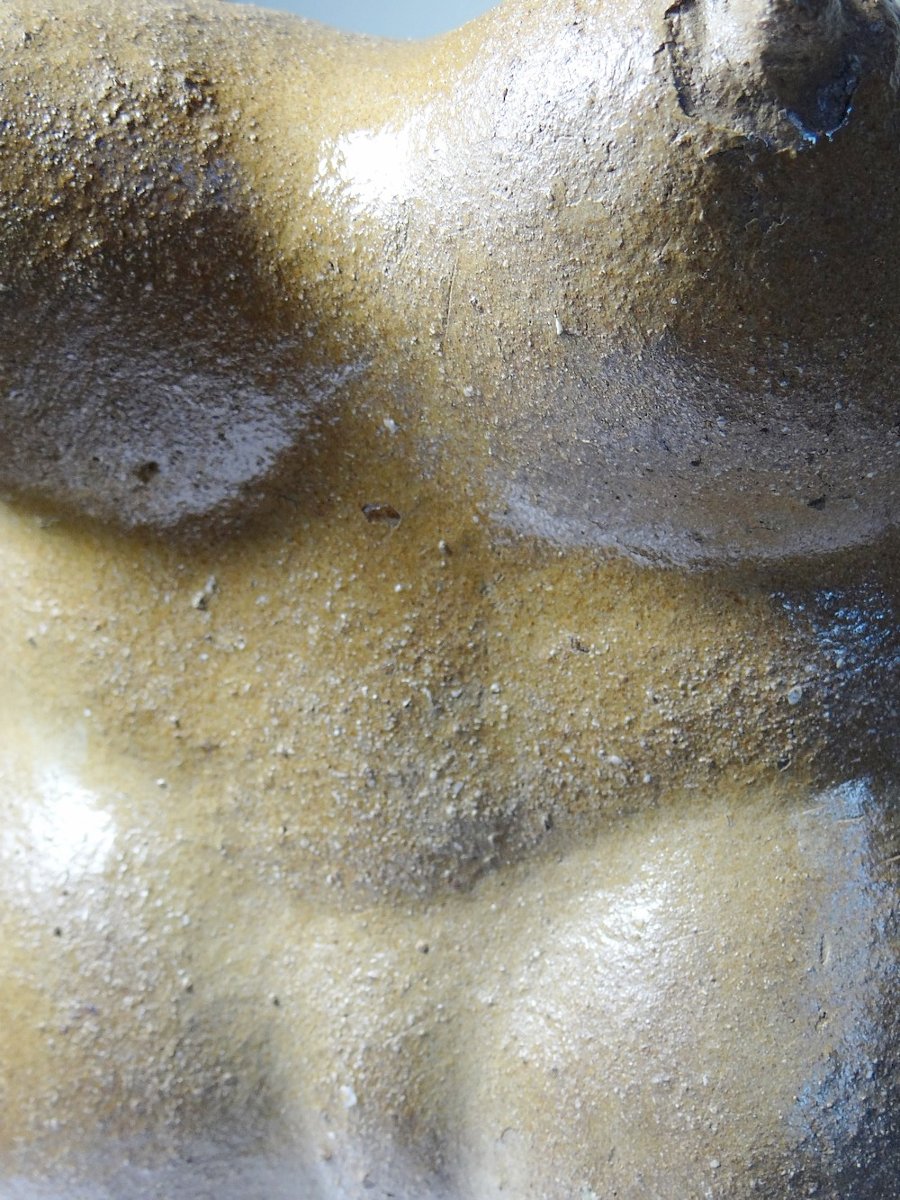 Grande Vénus sculpturale en grès, buste de femme, vintage signé, vintage 90-photo-4