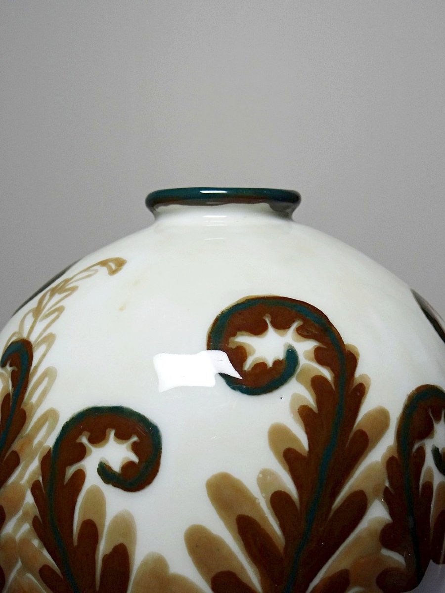 Small Tharaud Limoges Porcelain Ball Vase Circa 1920-1940-photo-2