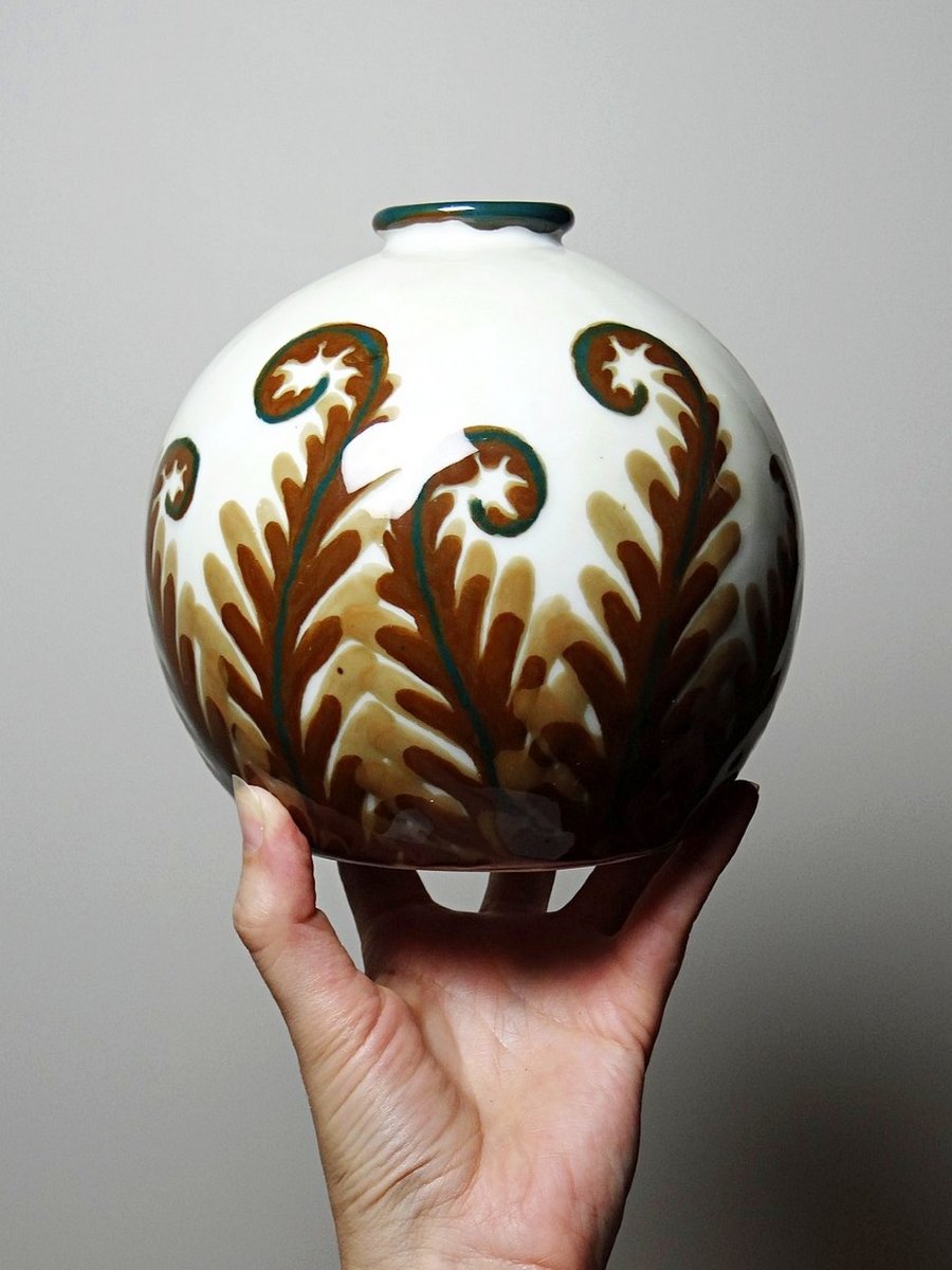 Small Tharaud Limoges Porcelain Ball Vase Circa 1920-1940-photo-3