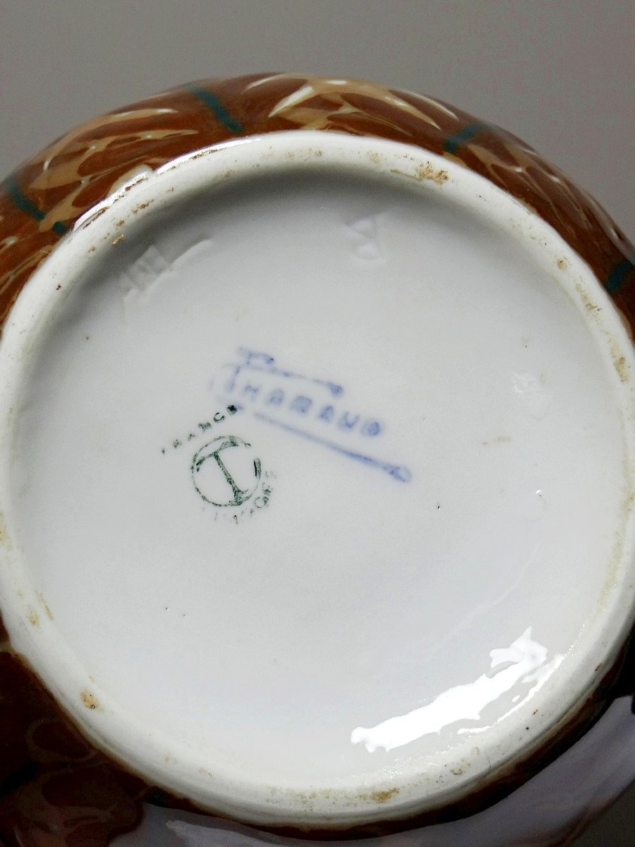 Small Tharaud Limoges Porcelain Ball Vase Circa 1920-1940-photo-4