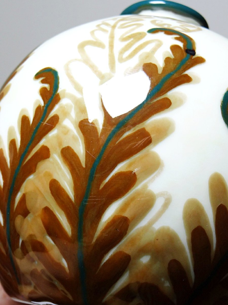 Small Tharaud Limoges Porcelain Ball Vase Circa 1920-1940-photo-5