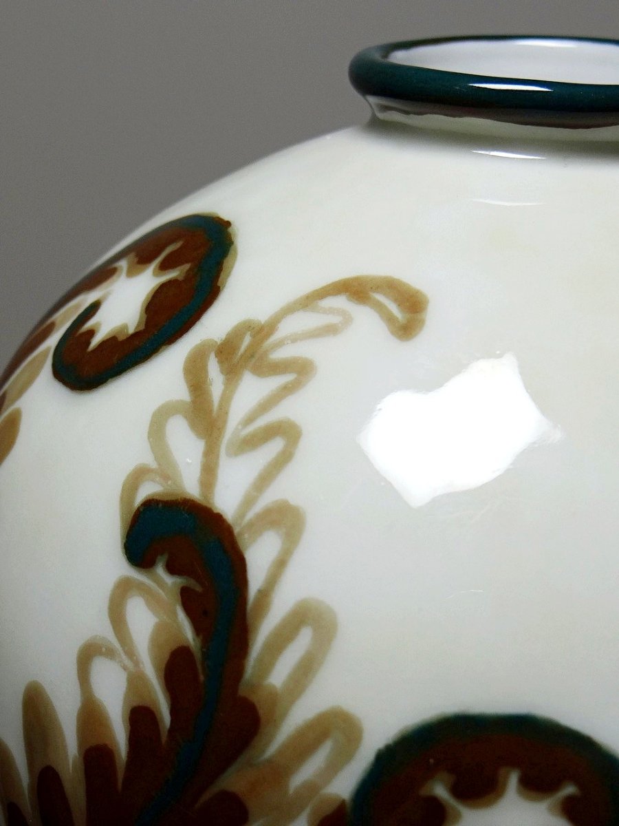 Small Tharaud Limoges Porcelain Ball Vase Circa 1920-1940-photo-6