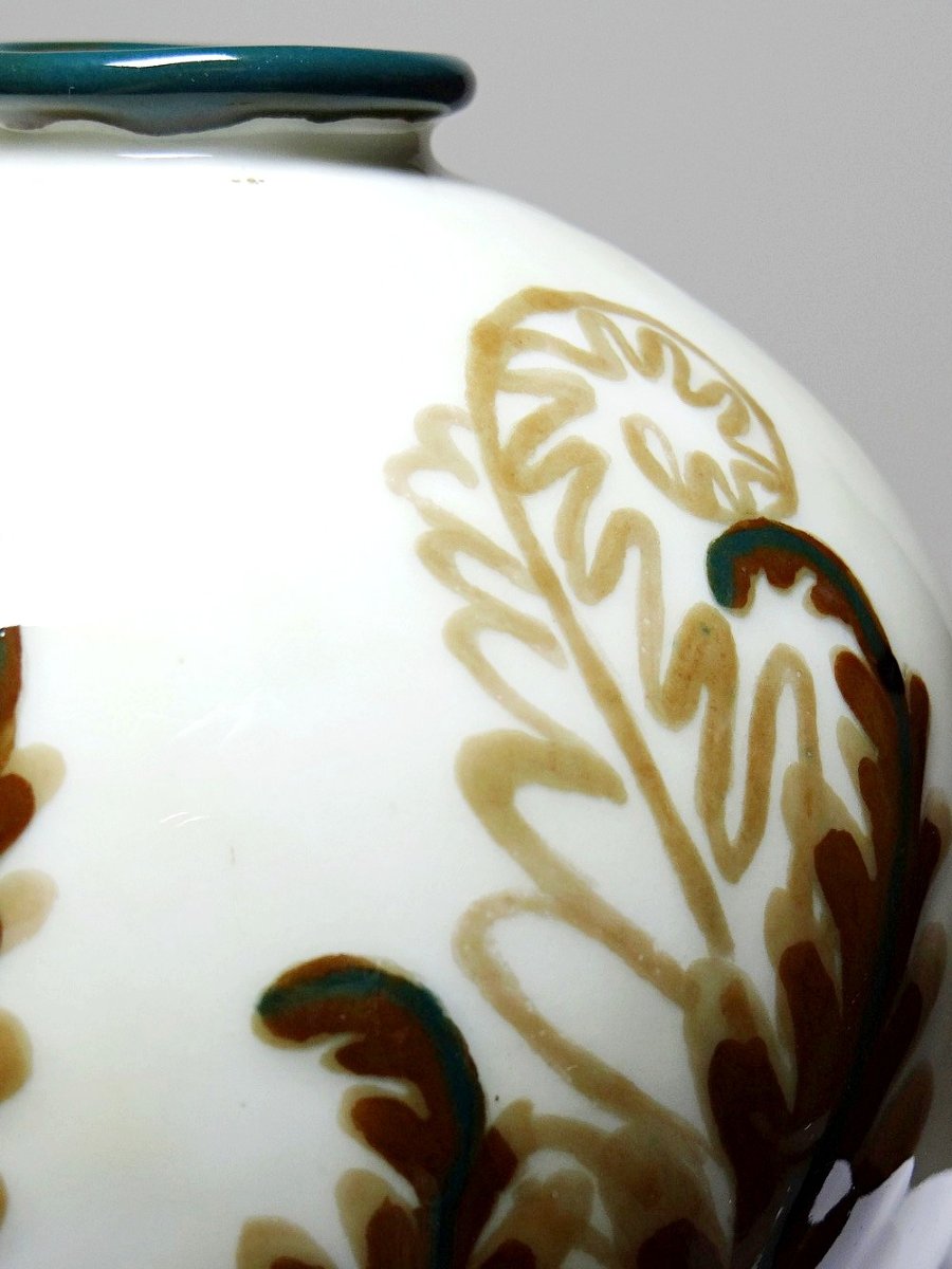 Small Tharaud Limoges Porcelain Ball Vase Circa 1920-1940-photo-7