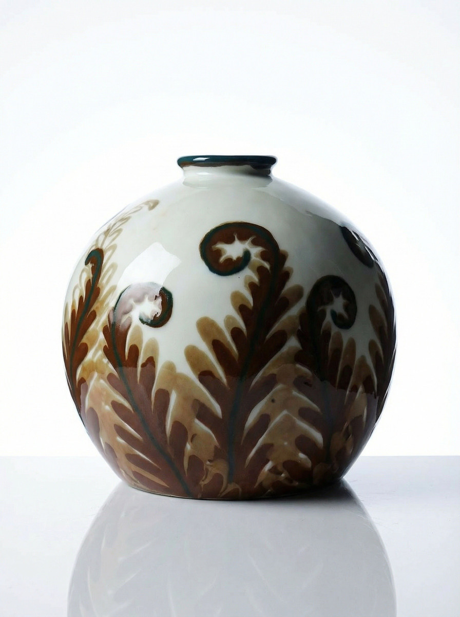 Small Tharaud Limoges Porcelain Ball Vase Circa 1920-1940
