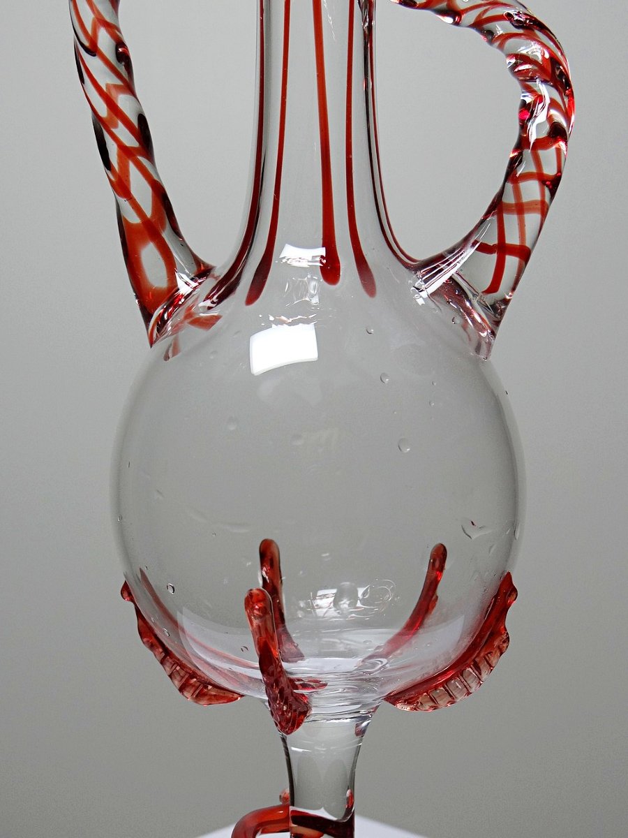 Vase soliflore verre soufflé Vénitien Murano vintage 50-60 Filigrana/Zanfirico-photo-3