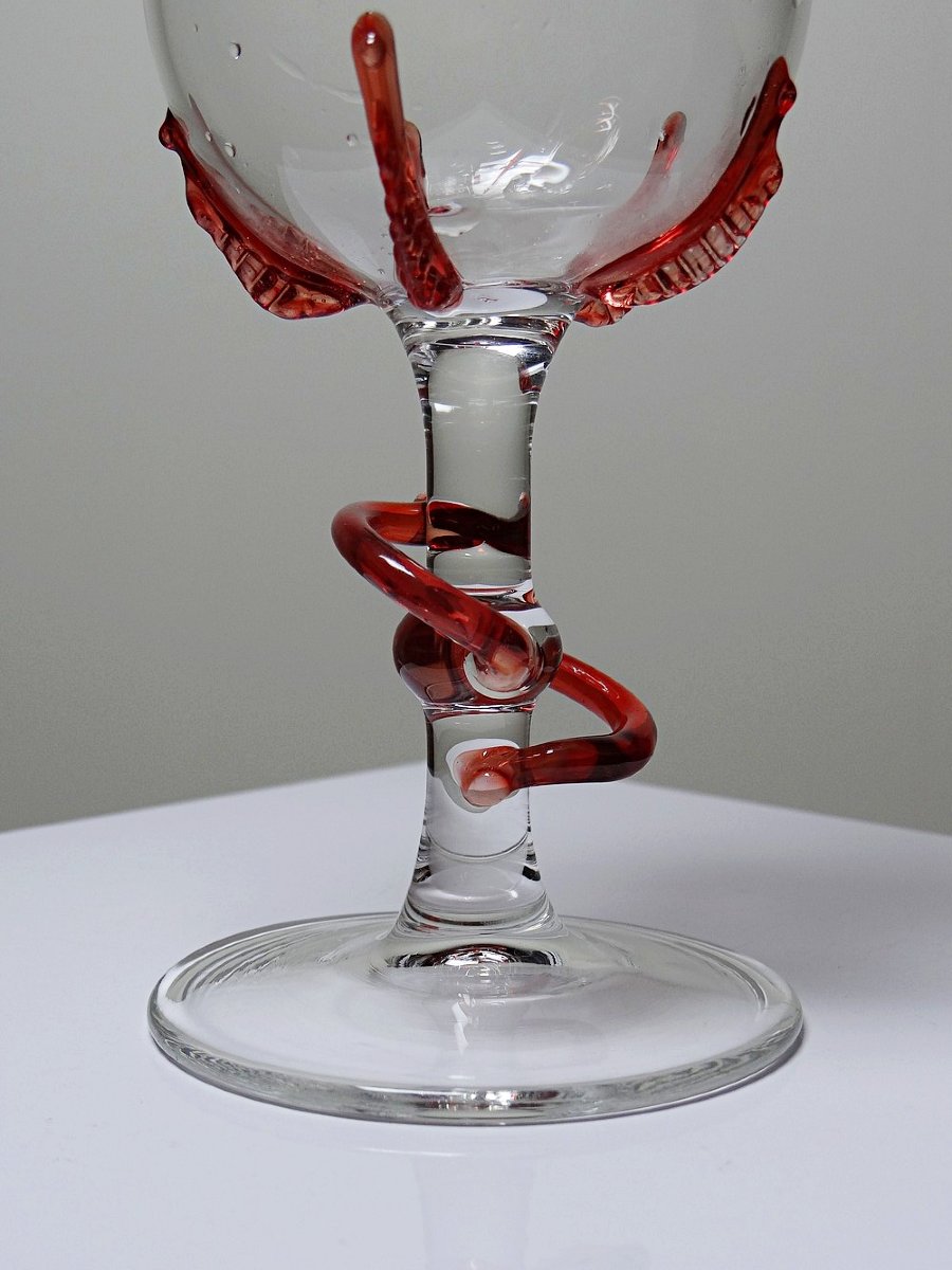 Vase soliflore verre soufflé Vénitien Murano vintage 50-60 Filigrana/Zanfirico-photo-1