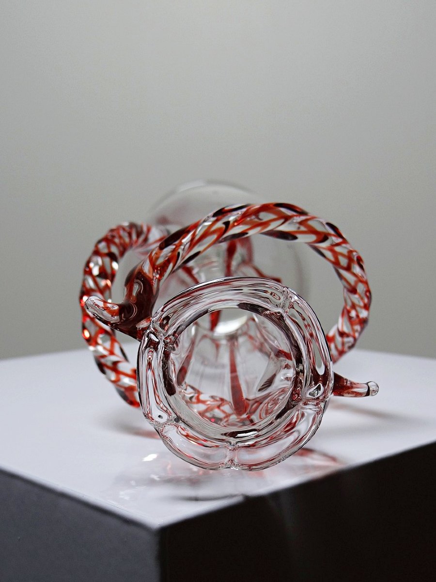 Vase soliflore verre soufflé Vénitien Murano vintage 50-60 Filigrana/Zanfirico-photo-4