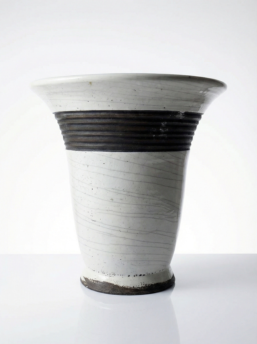 Grande lampe moderne Raku beige et brun Keramos Sèvres - René Hénon [...]