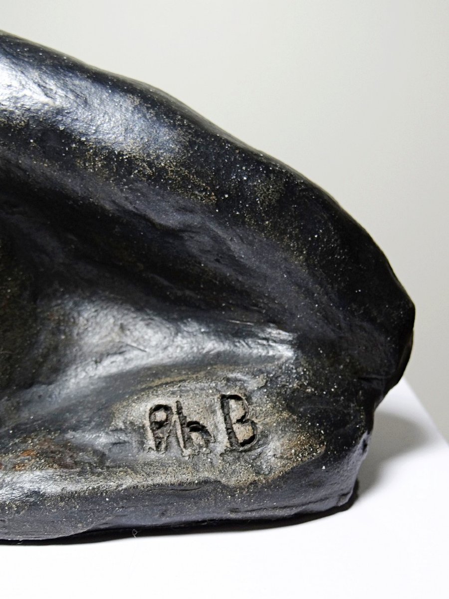 20th-century Ceramic Bust Of A Woman, Signed Handcrafted Work Of Art-photo-6