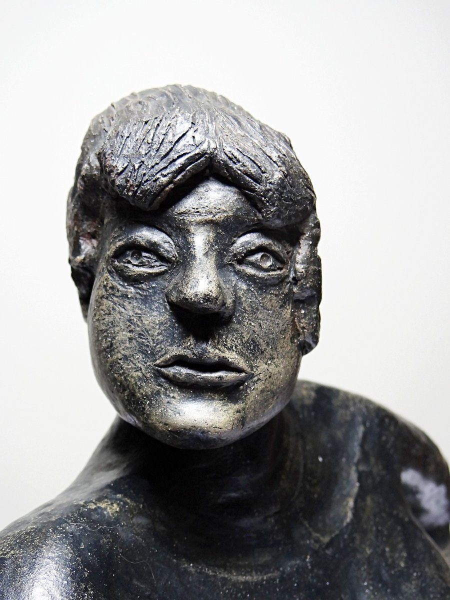 20th-century Ceramic Bust Of A Woman, Signed Handcrafted Work Of Art-photo-7