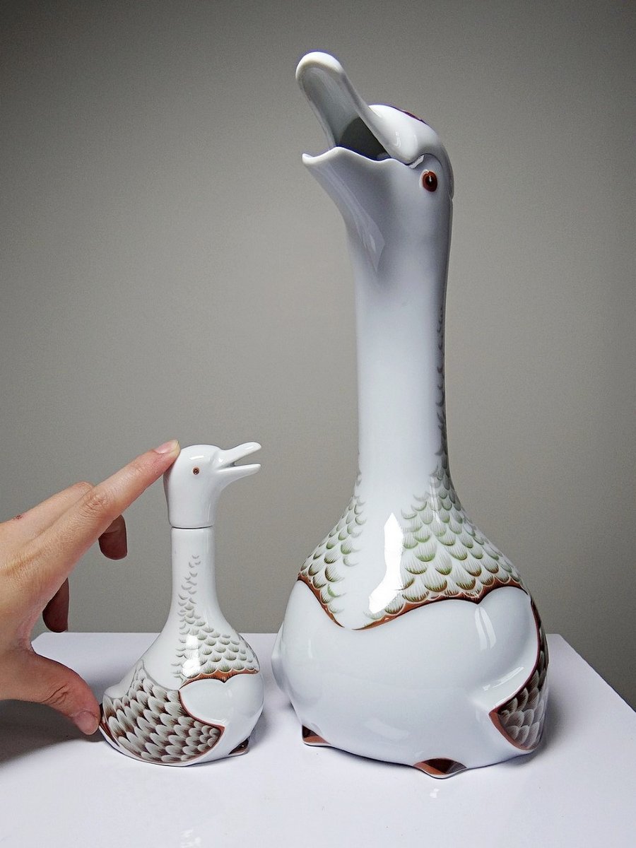 Vintage 80s Haviland Castel Carafe And Miniature Bottle Set, After Sandoz For Chabot-photo-4