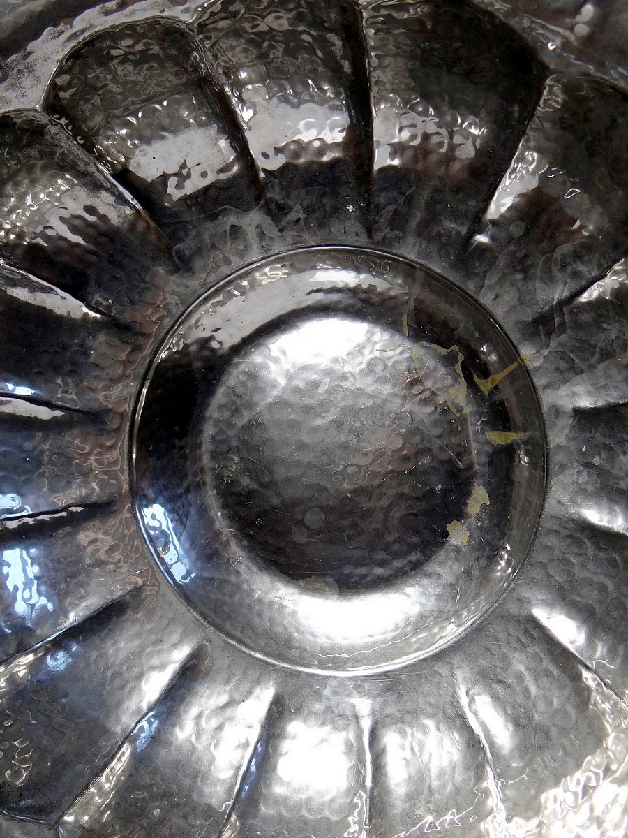 Large Basin/bowl, Bowl, Olri Italy Vintage 1950s Silver Plated Hammered-photo-4