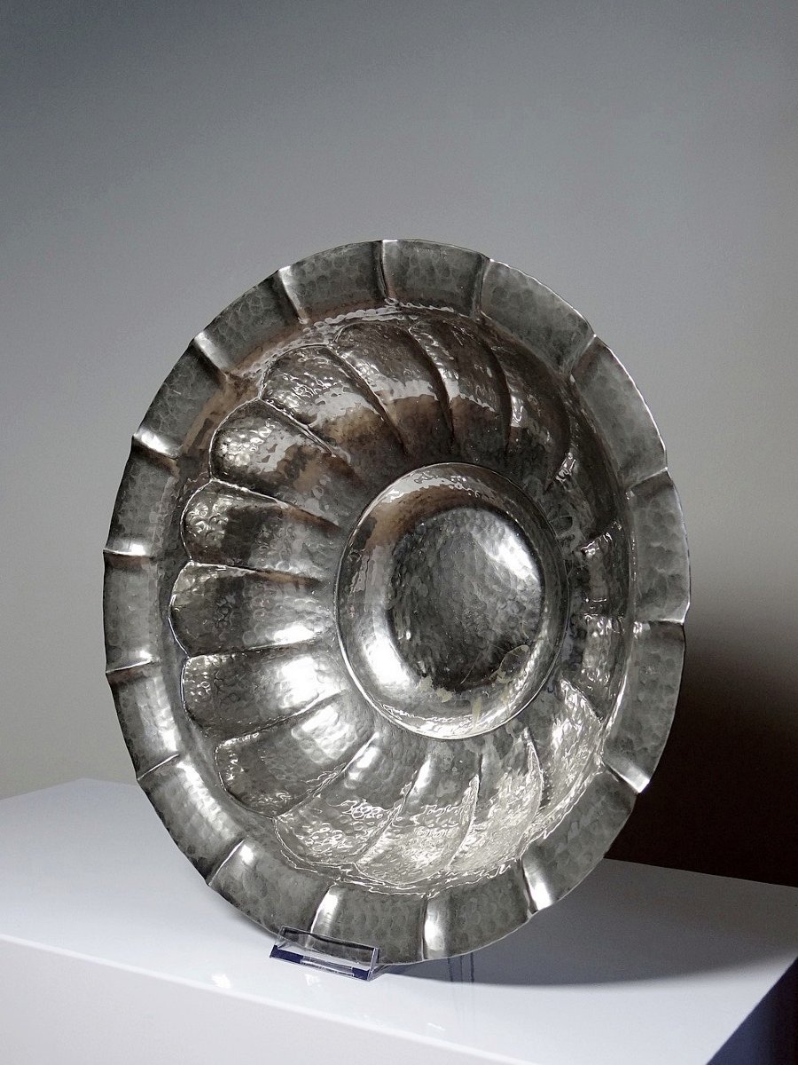 Large Basin/bowl, Bowl, Olri Italy Vintage 1950s Silver Plated Hammered-photo-7