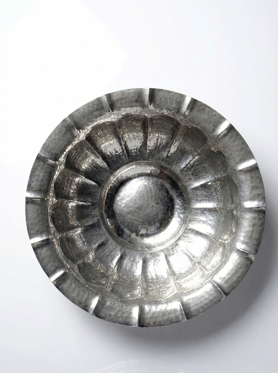 Large Basin/bowl, Bowl, Olri Italy Vintage 1950s Silver Plated Hammered