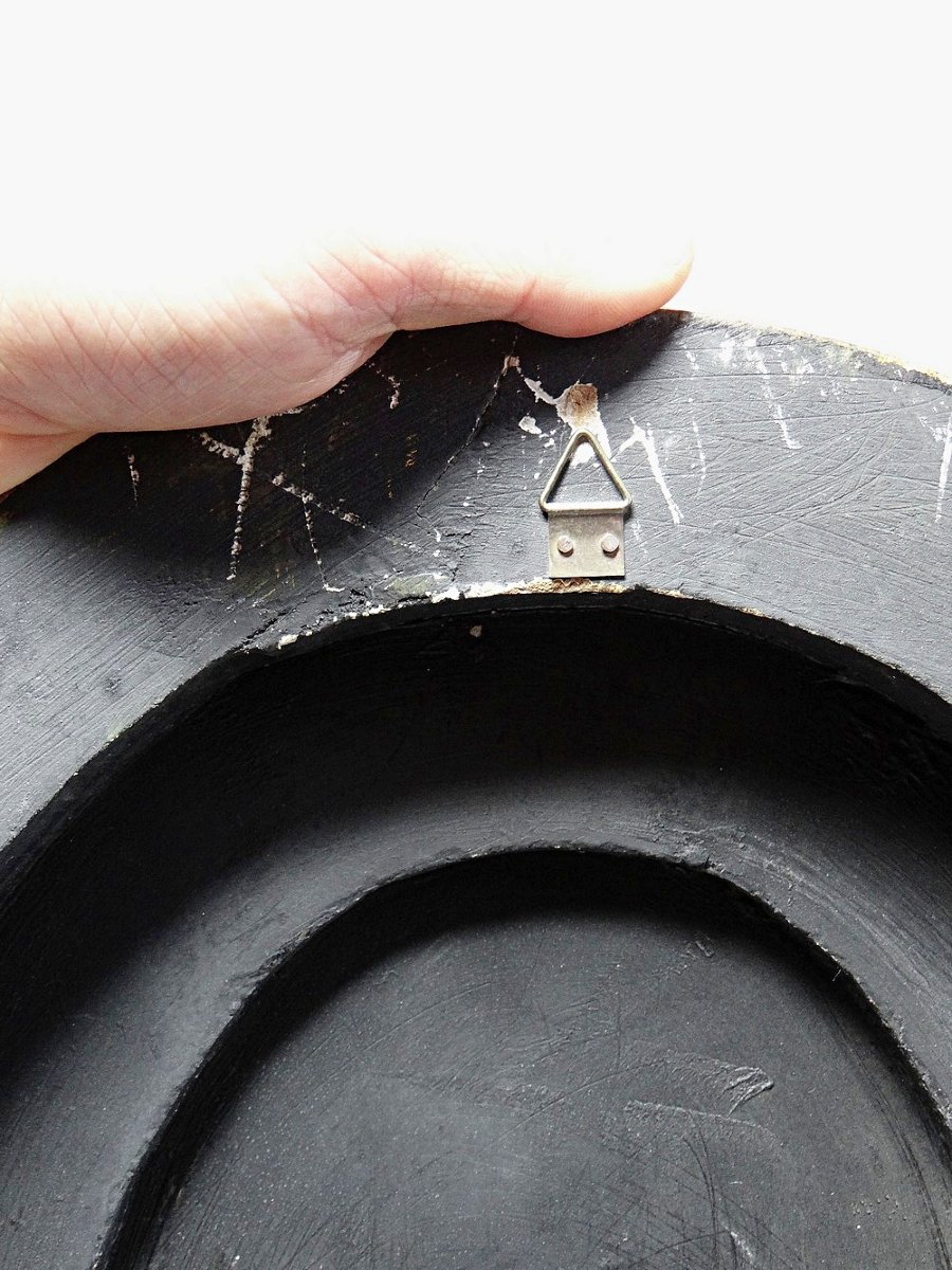 Large Elegant Medallion Portrait, Oil On Convex Venetian Wood, 1960s-70s-photo-5