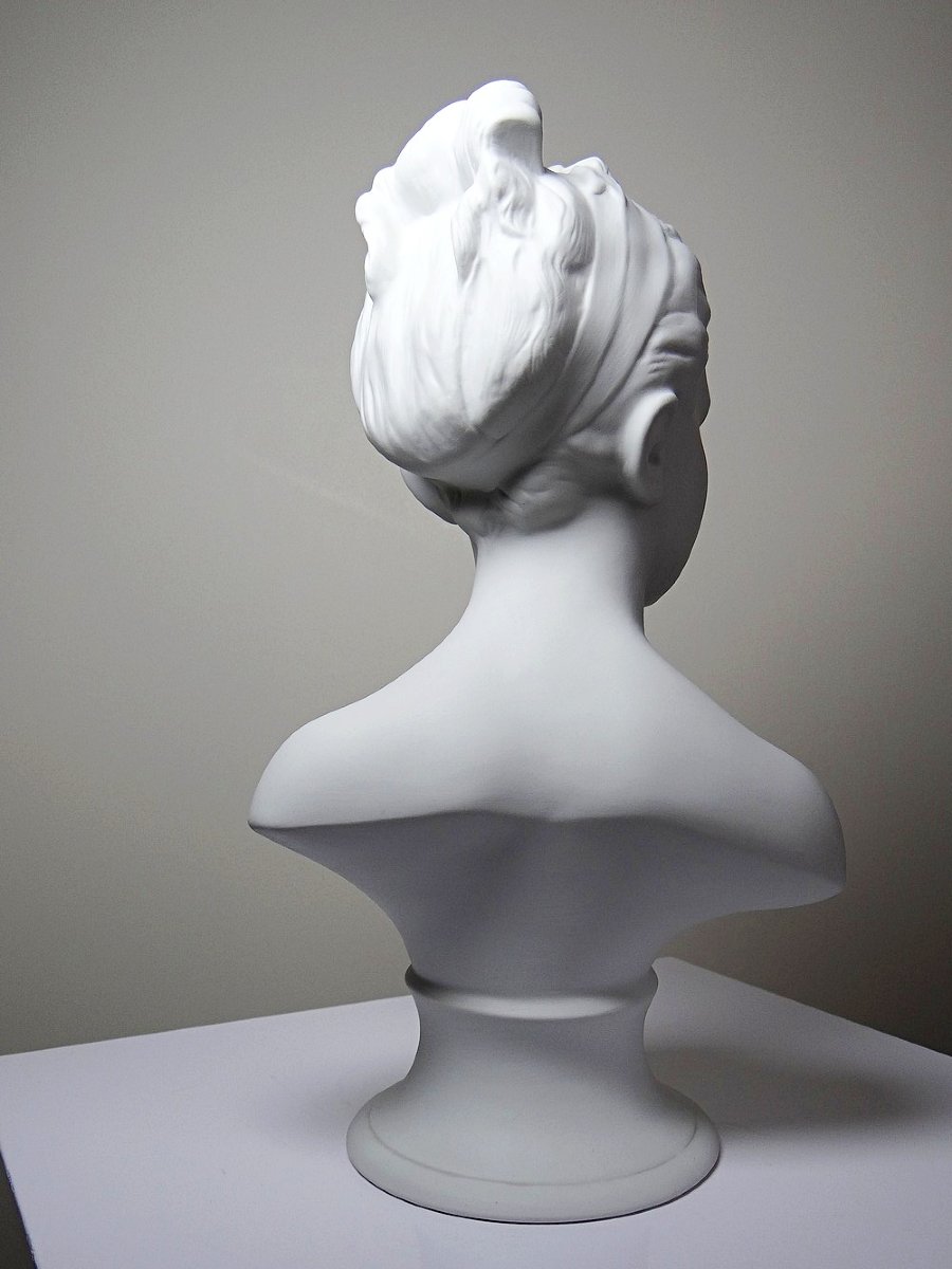 Bust Of Louise Brongniard After Houdon, White Biscuit Porcelain, Tharaud, Limoges, 20th Century-photo-4
