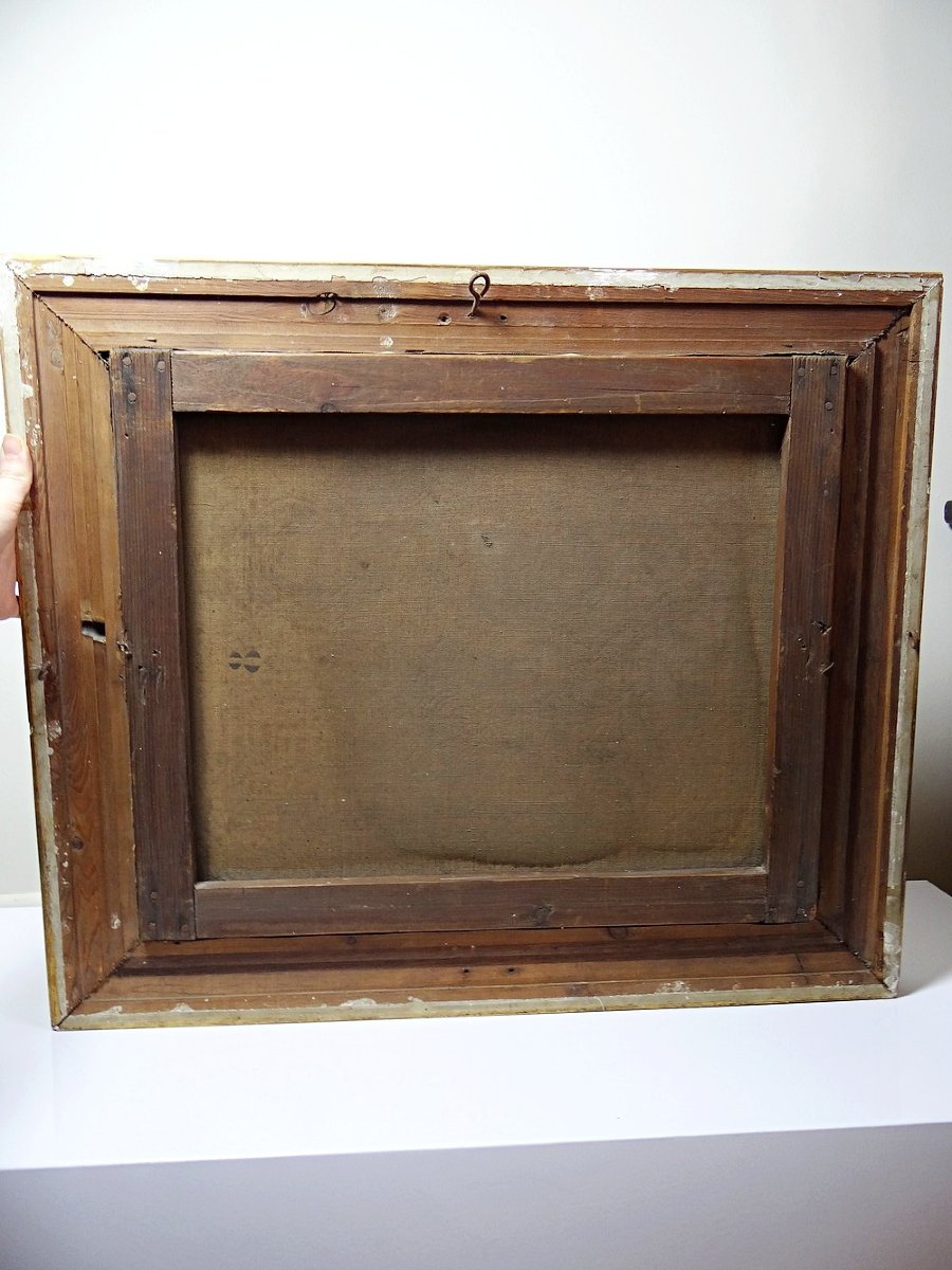 Tableau huile sur toile, nature morte aux chrysanthèmes, signé L.Porte 1888-photo-8