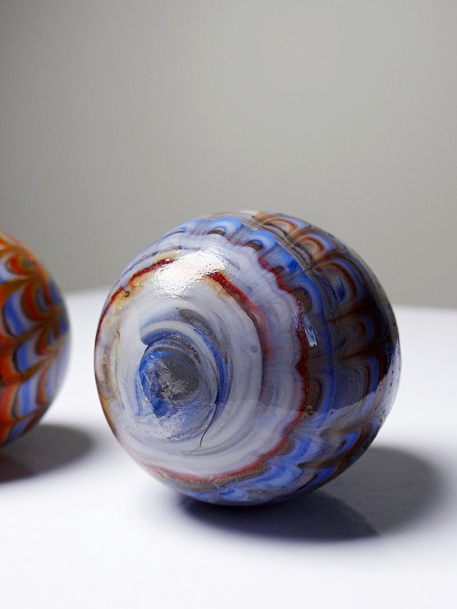 Paire d’œufs Murano vintages, verre tiré en canne, vers 1950-photo-4