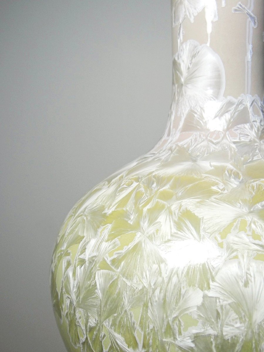 Vintage Jingdezhen Zhi Crystalline Glaze Porcelain Globular Vase-photo-3