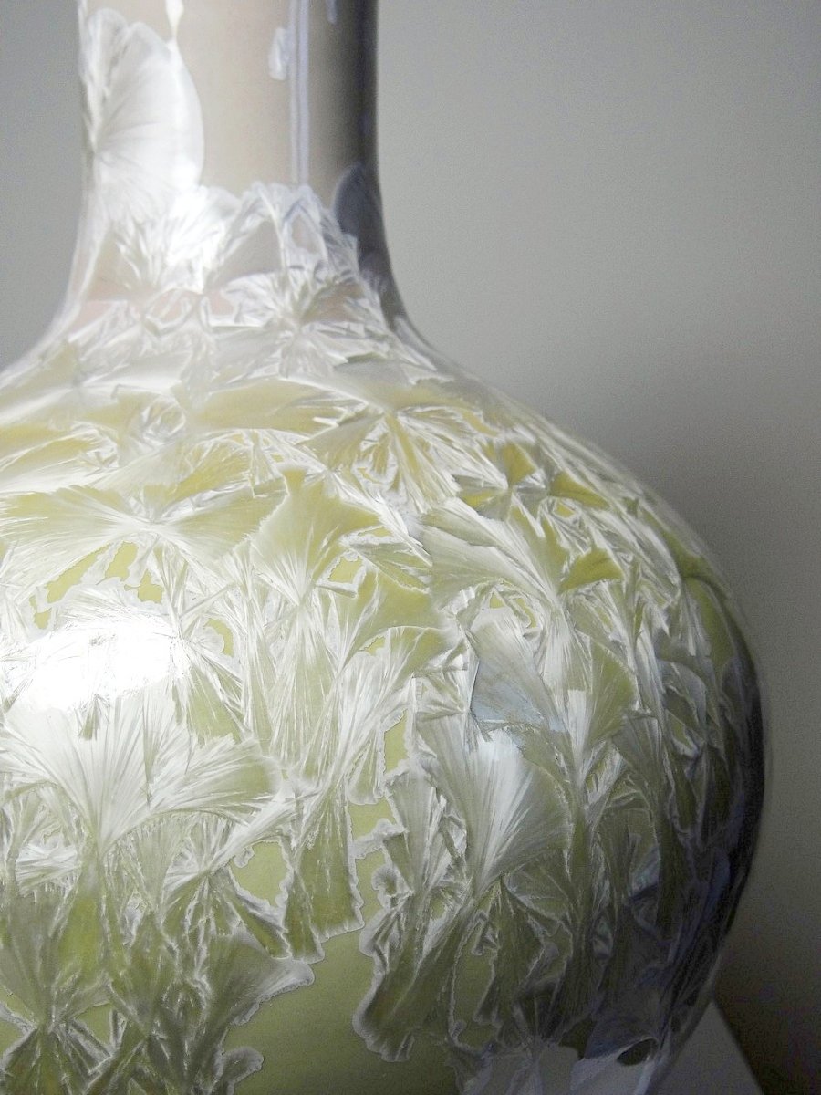 Vintage Jingdezhen Zhi Crystalline Glaze Porcelain Globular Vase-photo-4