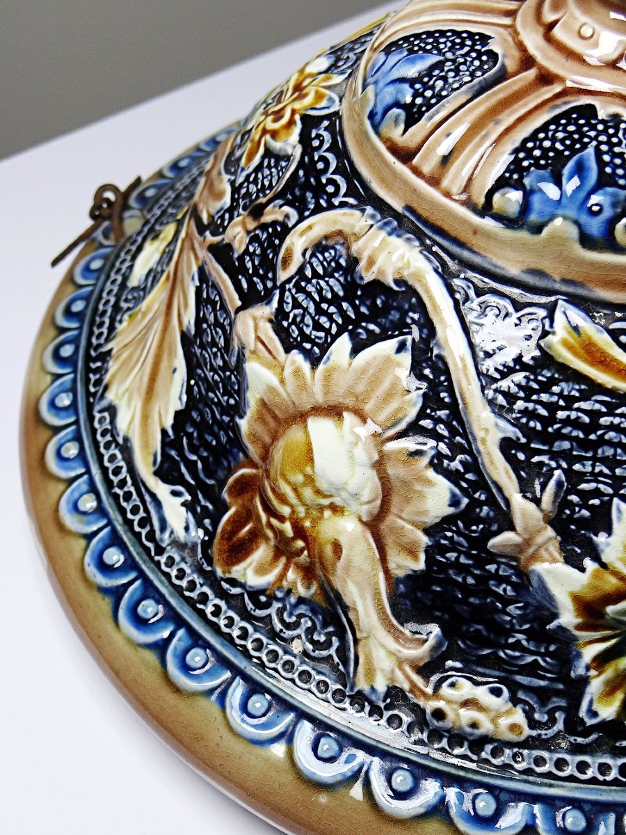 Antique Early 19th-20th Century Art Nouveau Mabotine Hanging Planter-photo-1