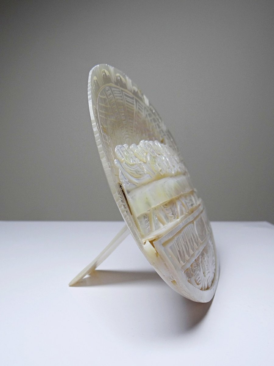 Carved Mother-of-pearl Votive Plaque, "the Last Supper", Bethlehem Craftsmanship, 20th Century-photo-6