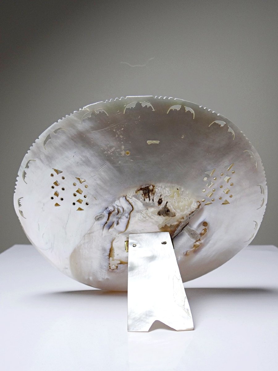 Carved Mother-of-pearl Votive Plaque, "the Last Supper", Bethlehem Craftsmanship, 20th Century-photo-7