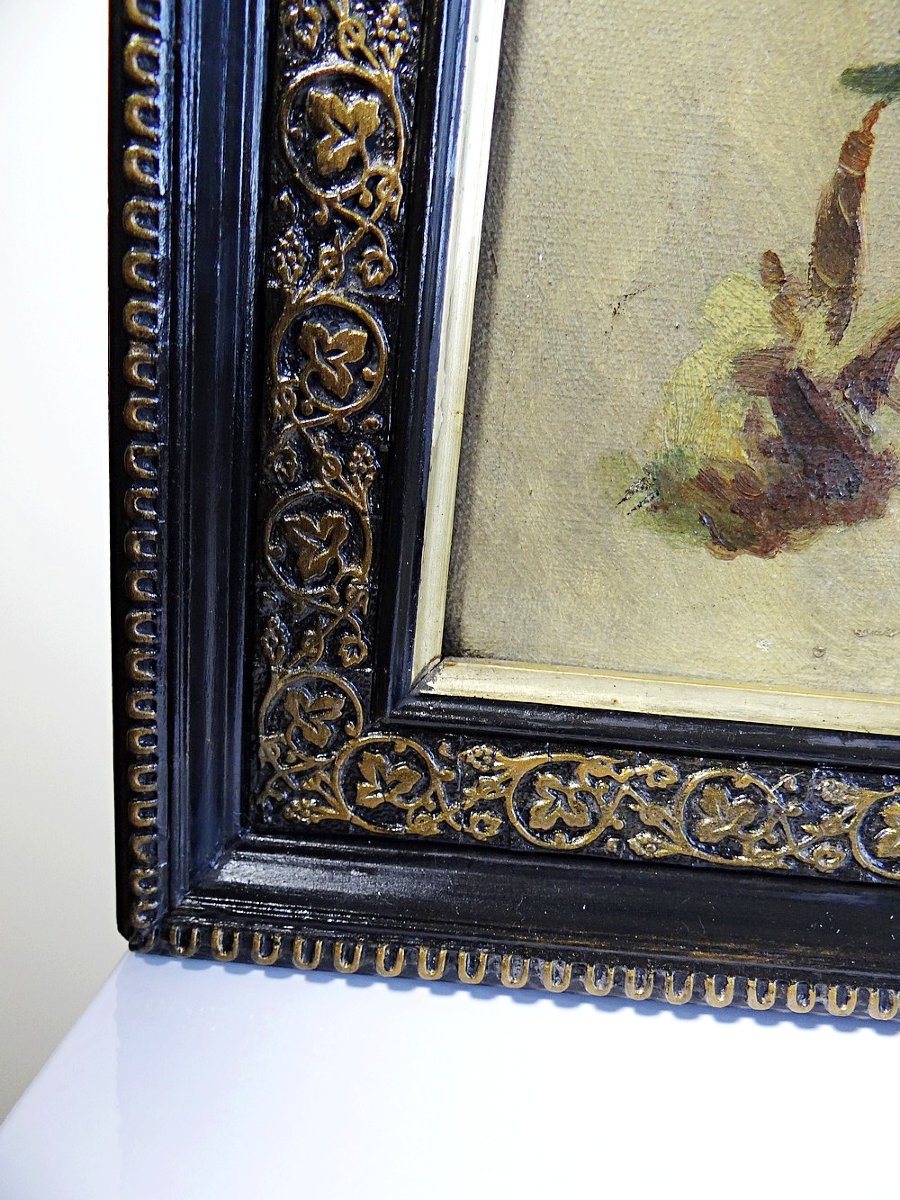 Large Antique Painting Of Peonies, Signed E. Jacque, Late 19th/early 20th Century-photo-6