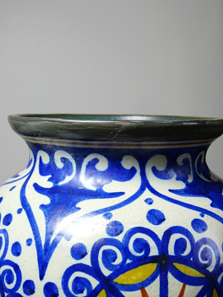 Duo de grands vases décoratifs Carla Holland, décor Gouda, vers 1930-40-photo-2