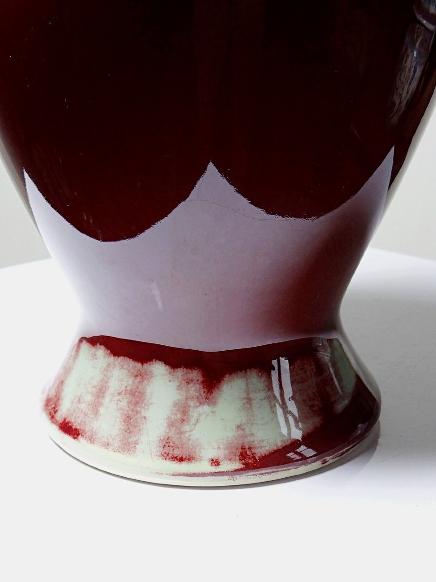 Vase couvert, pot à gingembre chinois céramique sang de boeuf et céladon XXe-photo-1