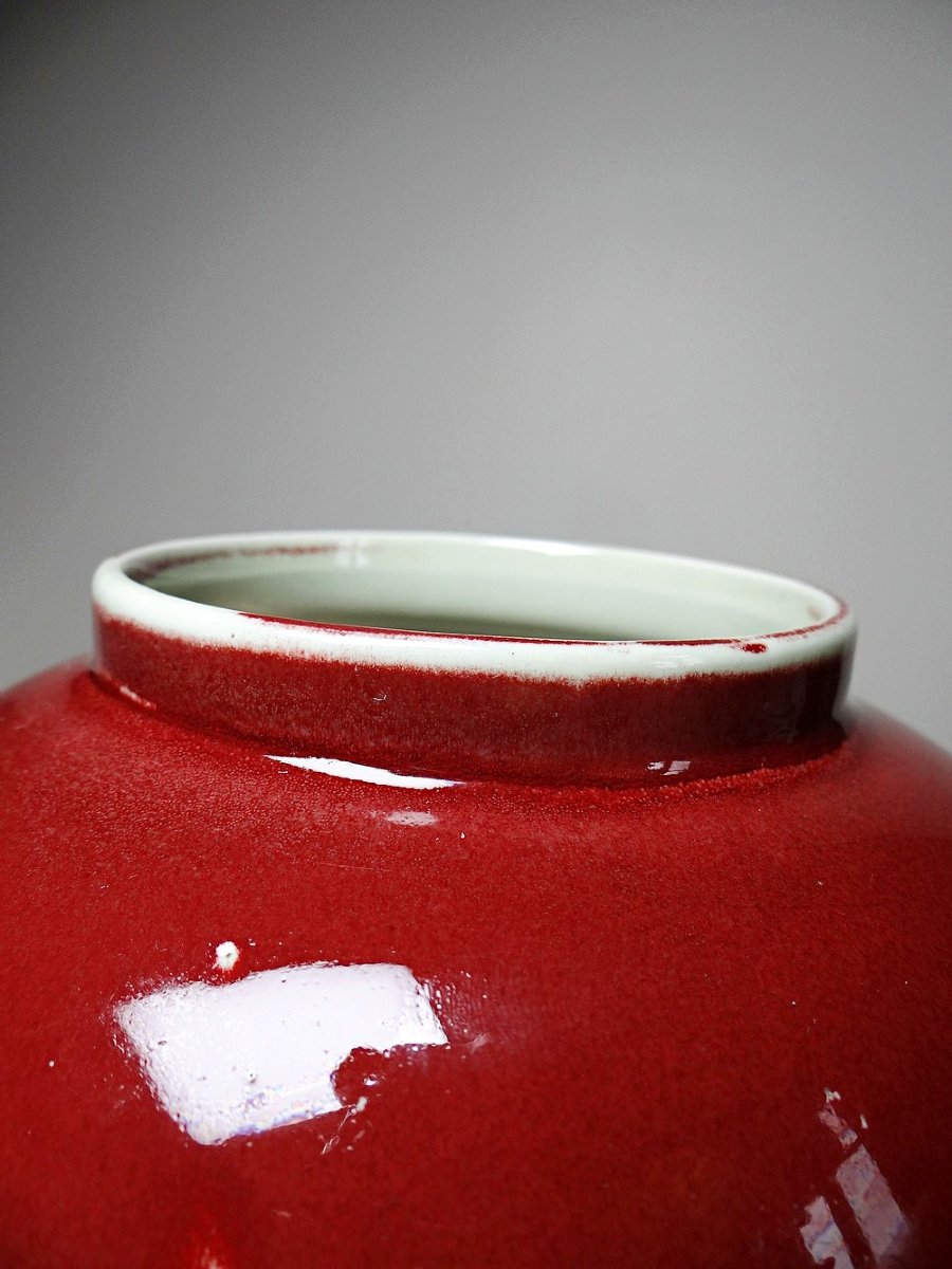 Vase couvert, pot à gingembre chinois céramique sang de boeuf et céladon XXe-photo-4