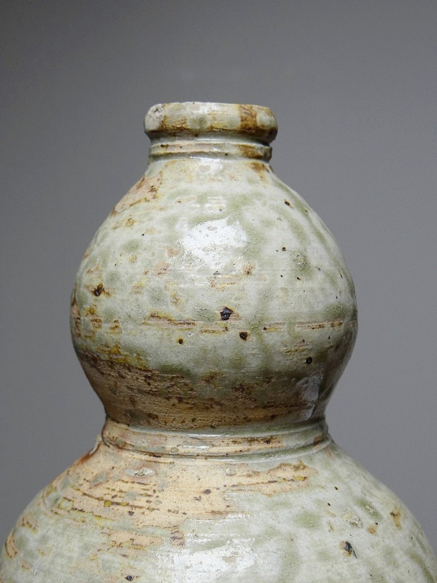 Double Sake Flask, Japanese Ceramic From Iga, Stoneware, 20th Century Craftsmanship -photo-6