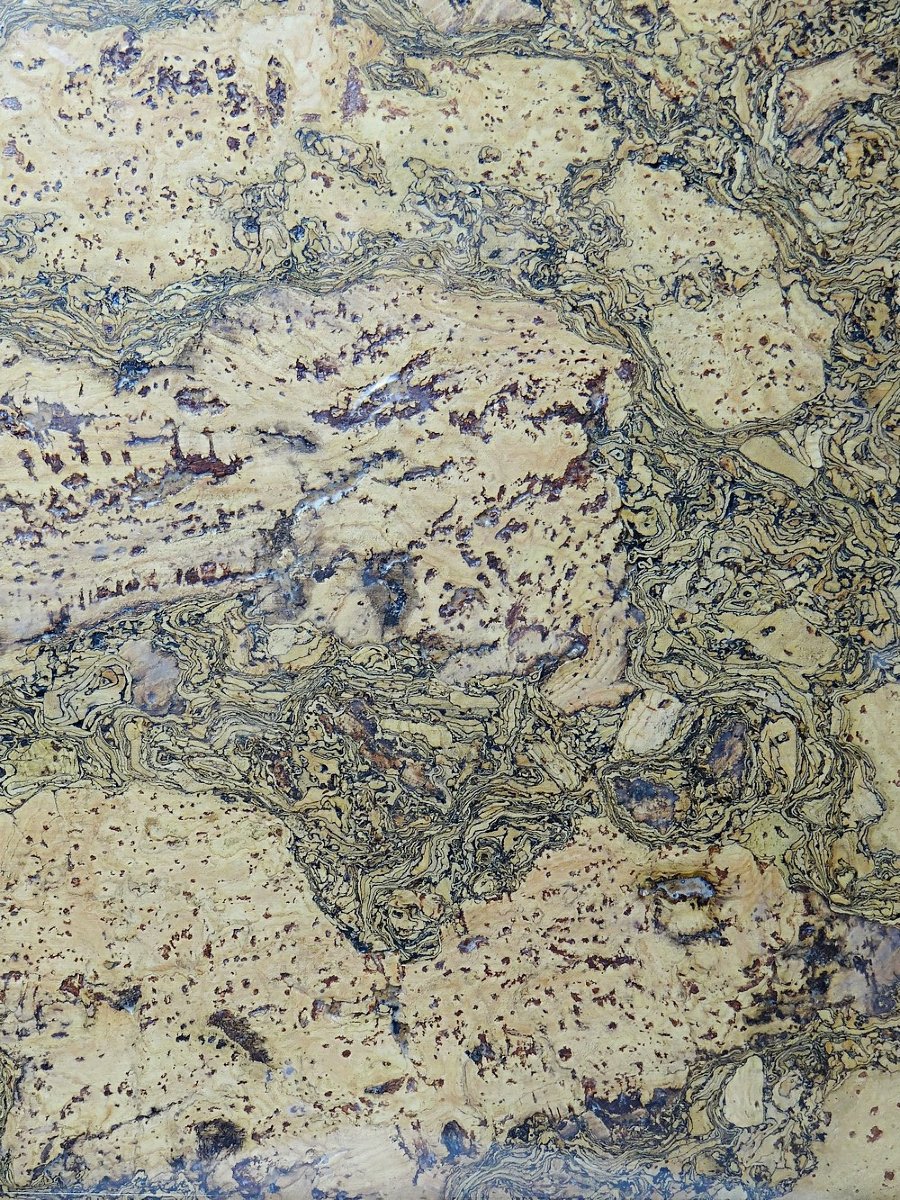 Plateau mid-century Chrome, Liège et plaque de verre années 70-photo-5