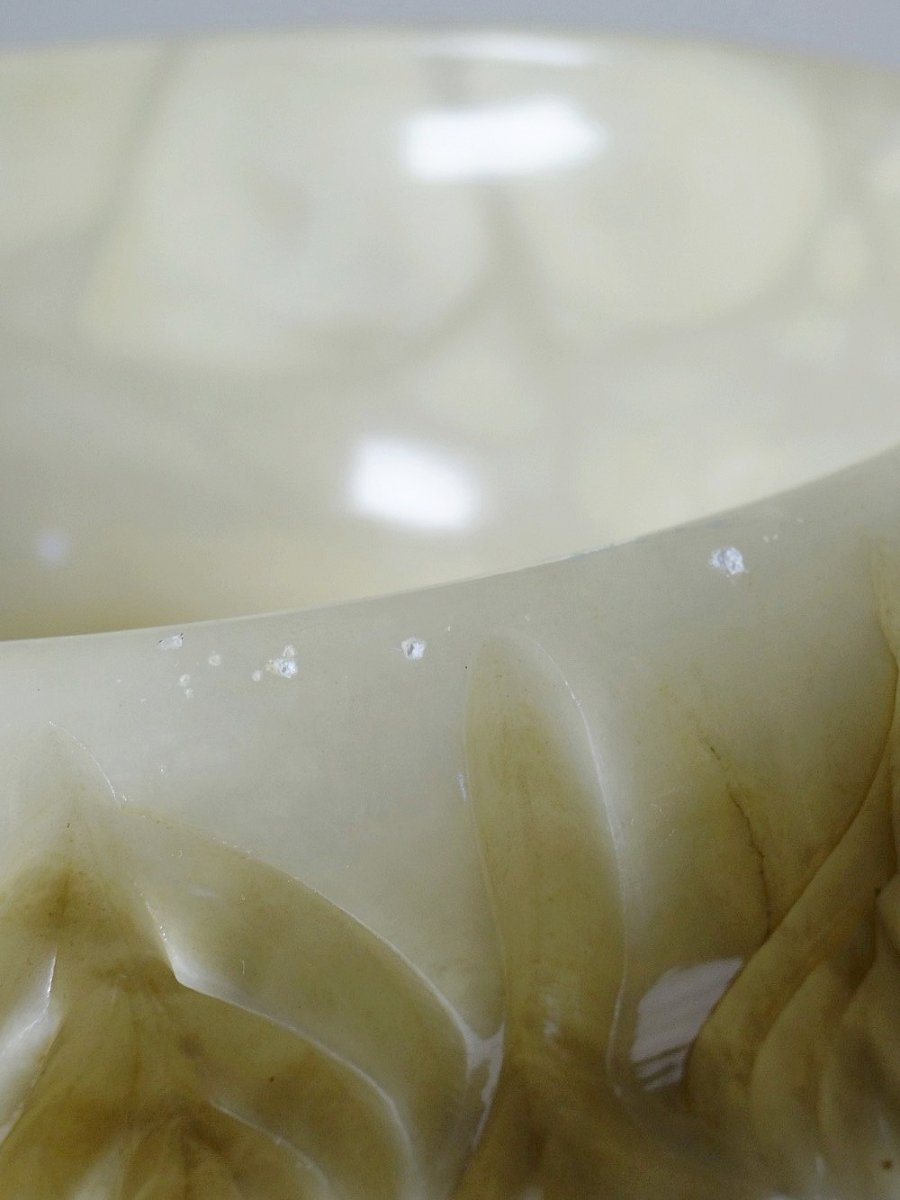 Corps de lampe, potiche, jardinière Médicis en albatre blanc beige Italie XXe-photo-3